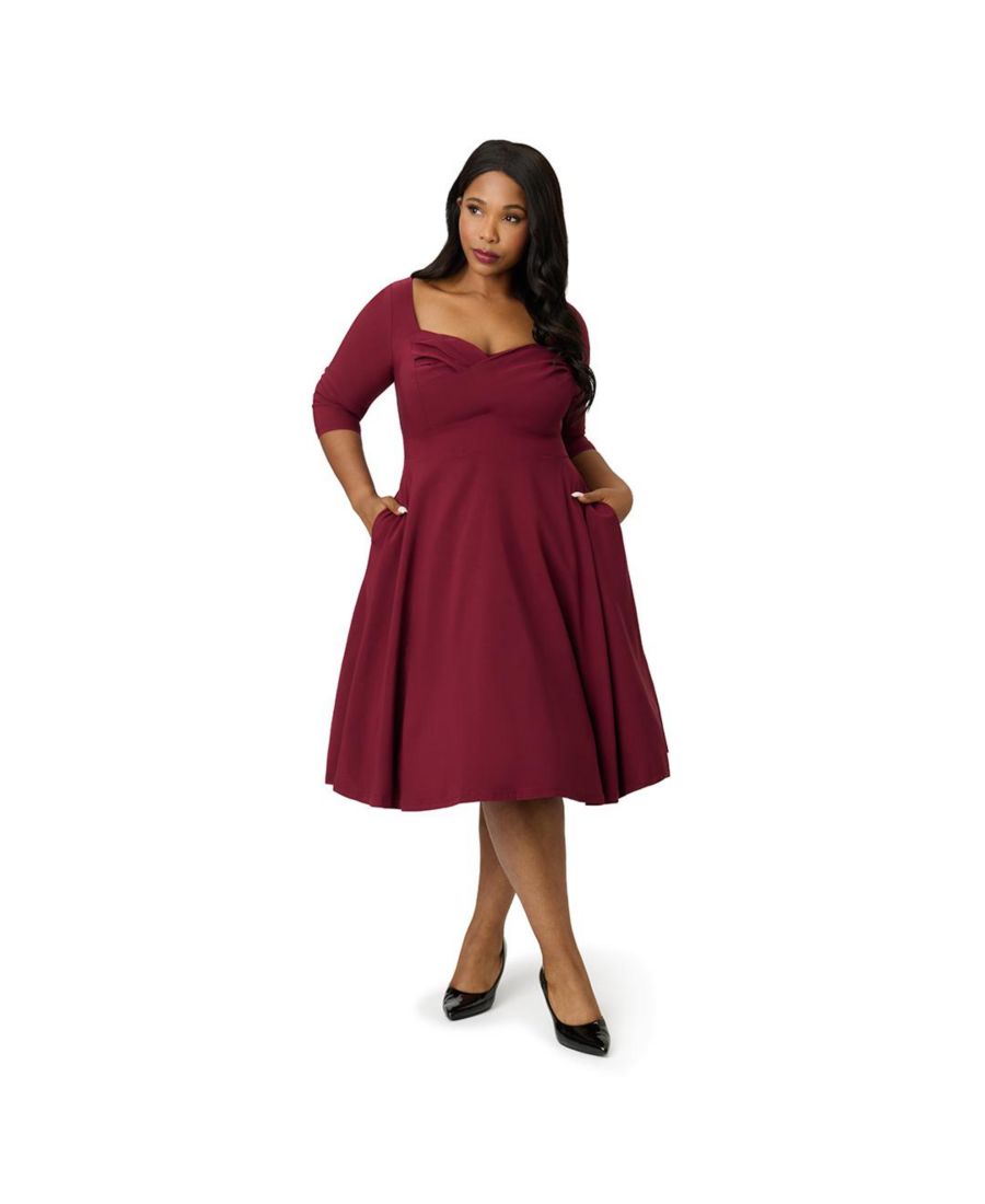 

Платье-трапеция с плиссированной грудью больших размеров Unique Vintage, Burgundy