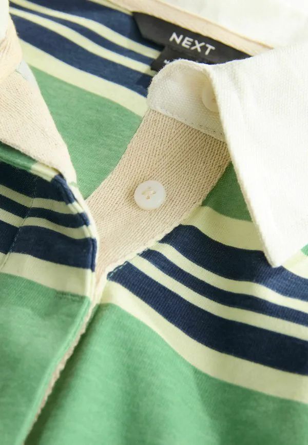 Рубашка-Поло с длинными рукавами и воротником стандартного кроя Next, Green/Navy Stripe — фото 2