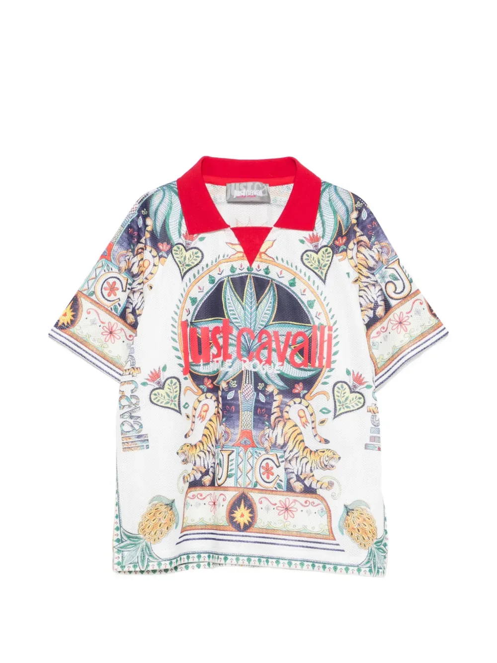 Футболка с коротким рукавом и тигровым принтом Just Cavalli, белый