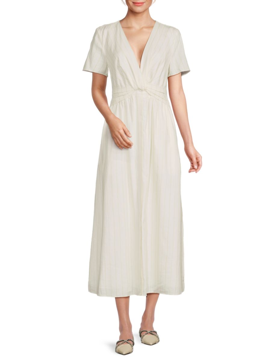 

Платье миди в полоску Derek Lam 10 Crosby, цвет Cream Oregano
