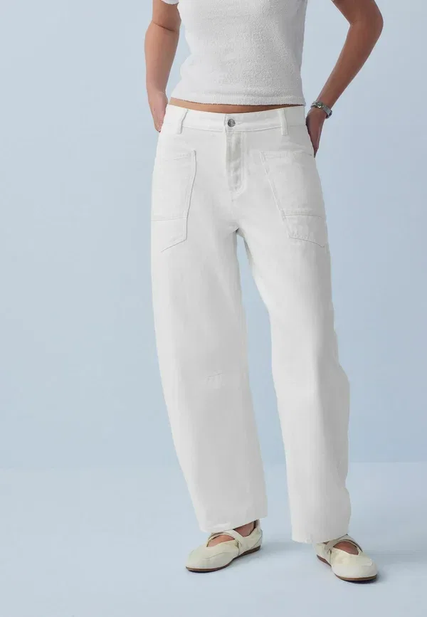 Джинсы Regular fit double pocket barrel, Next, белый