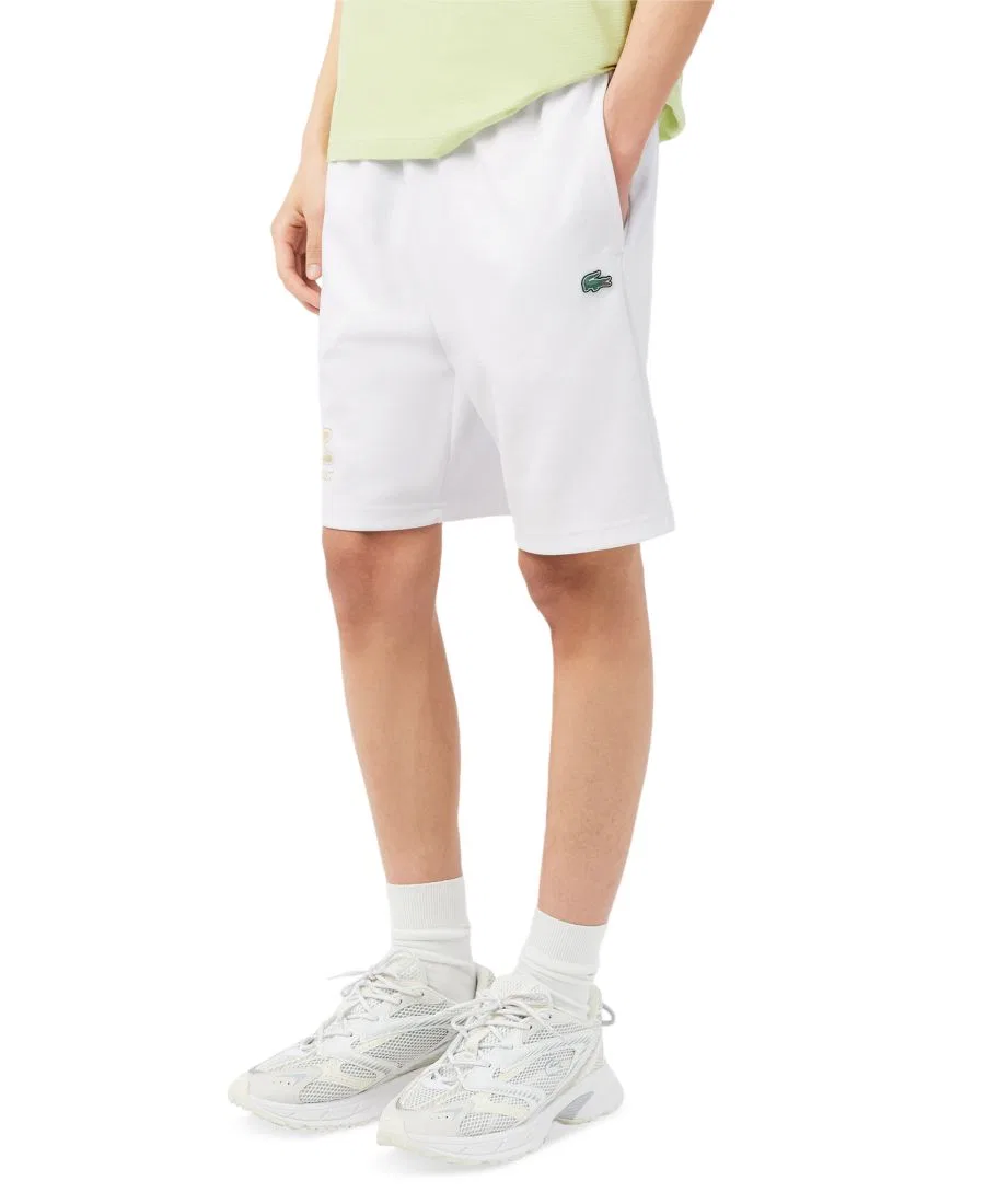 Мужские шорты с эластичным поясом и логотипом Lacoste, белый