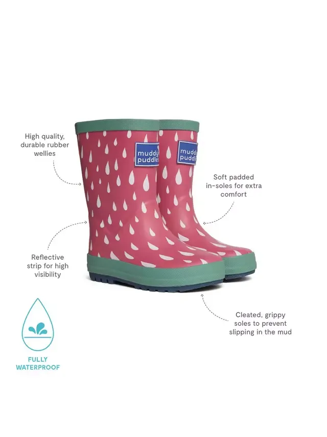Детские резиновые сапоги до щиколотки, розовые Muddy Puddles — фото 3