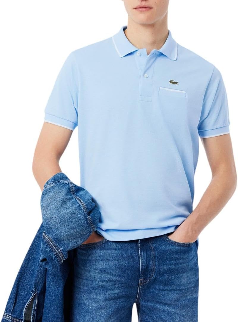 

Lacoste мужская L.12.12 классического кроя поло с коротким рукавом и контрастным воротником, Overview/Flour