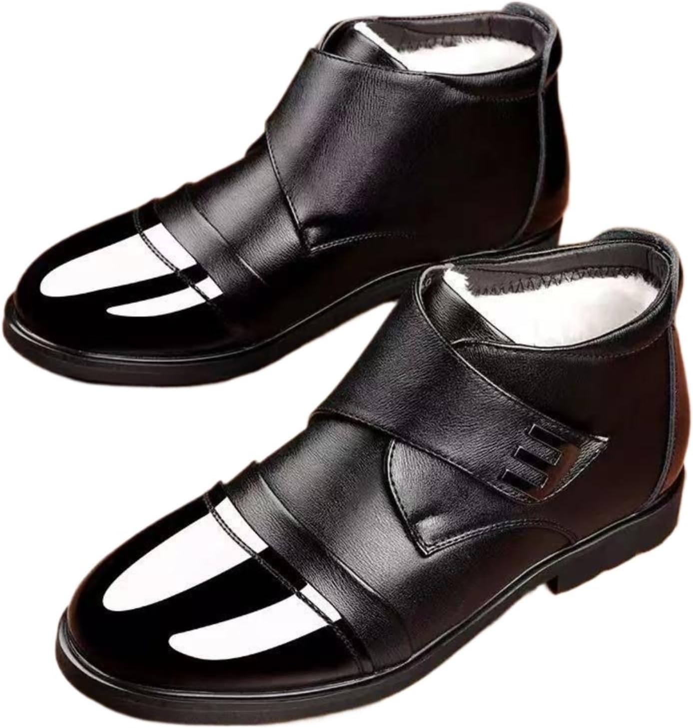 

Мужские зимние ботинки - высокие деловые туфли с массивной подошвой и хлопковой подкладкой, теплые формальные ботинки на щиколотку для офисной носки в холодную погоду Azttoztto, черный