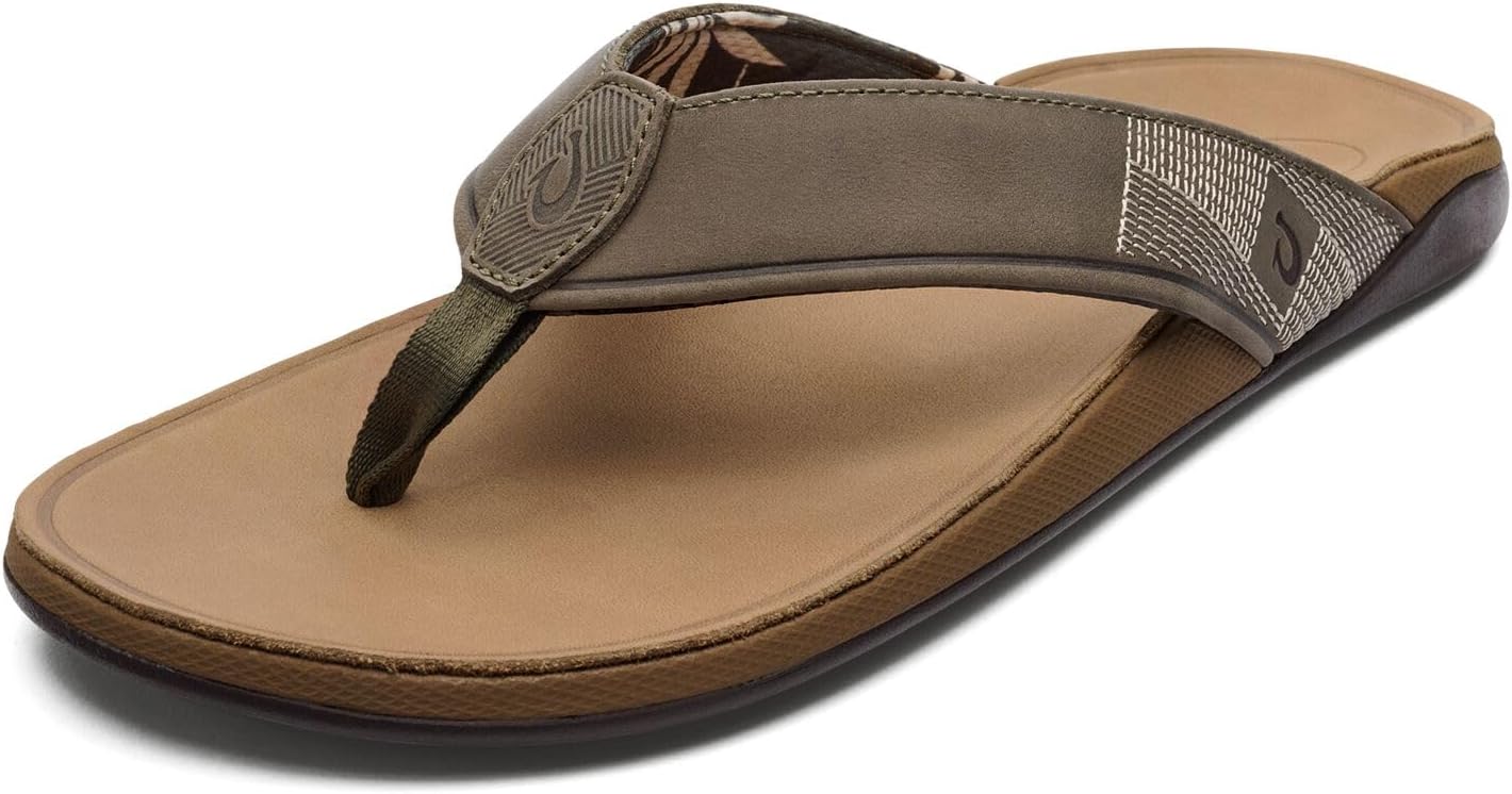 

Мужские водонепроницаемые кожаные сандалии OLUKAI Tuahine, пляжные шлепанцы, поддержка свода стопы и комфортная посадка, легкие и прочные, улучшенное сцепление и устойчивость, золотой