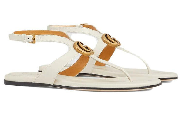 Сандалии double g thong sandal 'white leather' Gucci, белый — фото 2