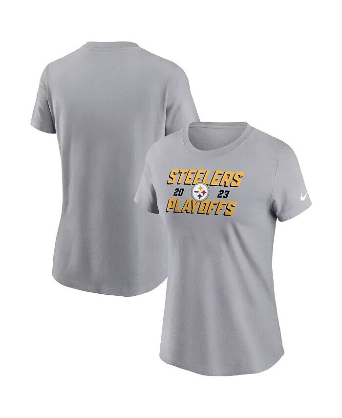 

Женская серая футболка Pittsburgh Steelers 2023 NFL Playoffs Iconic Nike
