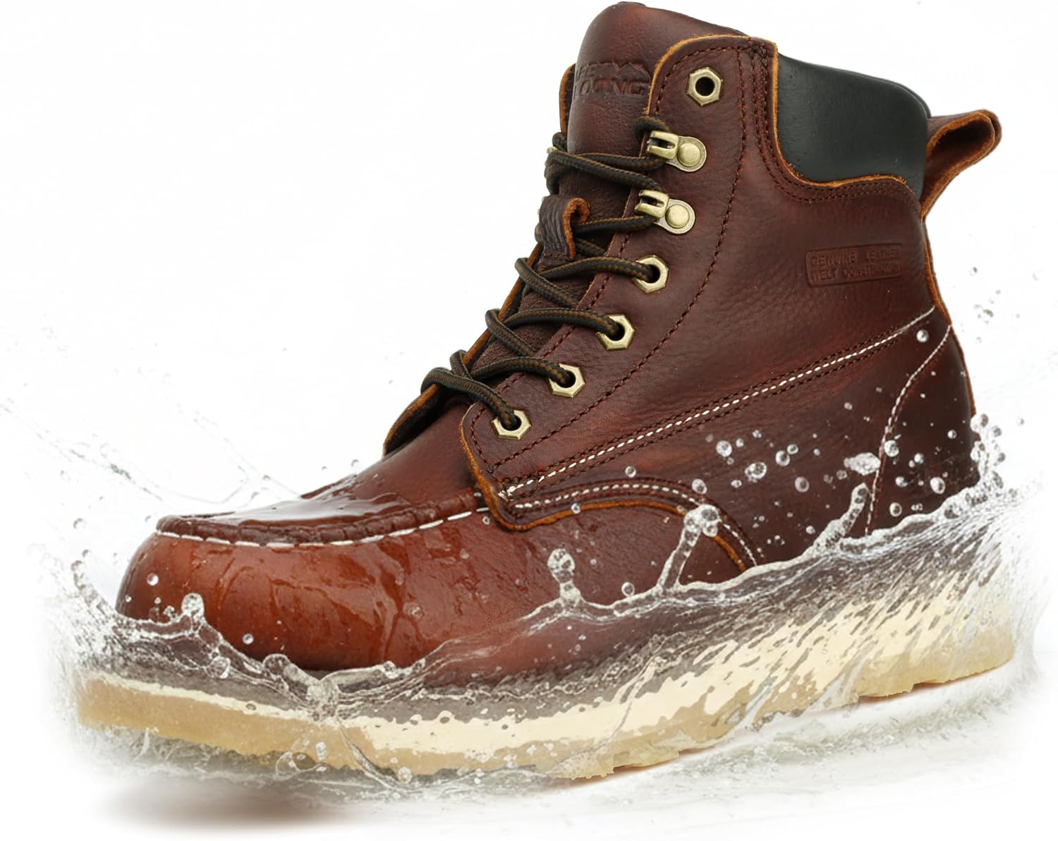 

Ботинки SAFETY LOONG с мягким/стальным носком для мужчин, водонепроницаемые, удобные, из цельной кожи, с нескользящей подошвой на клиновидном каблуке, высота 15 см, коричневый