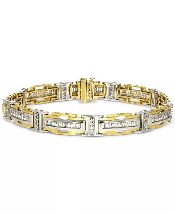 

Мужской браслет с бриллиантами багетной и круглой огранки (2-1/2 карата) из двухцветного золота 10 карат Macy'S, gold