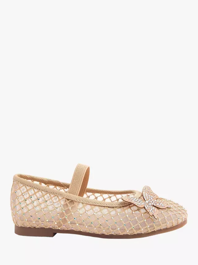 Детские балетки из сетчатой ткани с бриллиантами, золотистые Angels by Accessorize