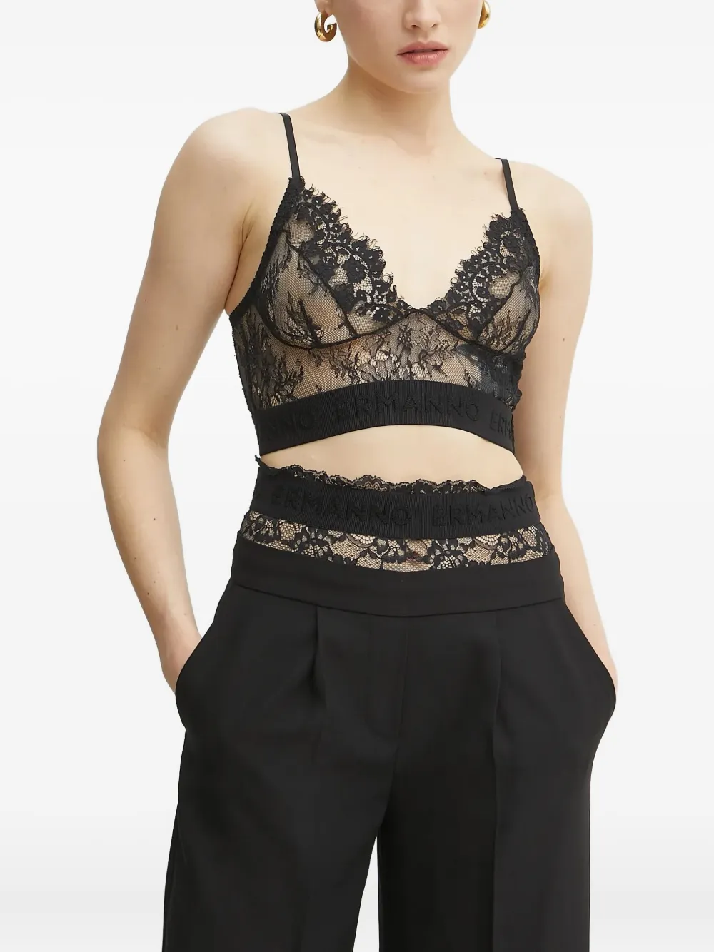 

Кружевной топ-бралетт Ermanno Scervino, черный