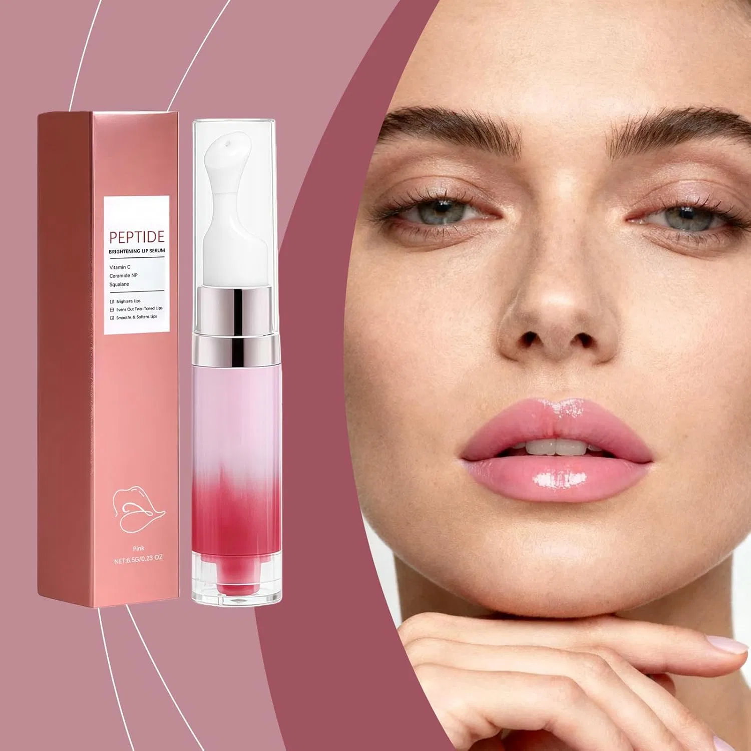 Увлажняющий блеск для губ 6.5 г с эффектом объема Generisch, Pink — фото 4