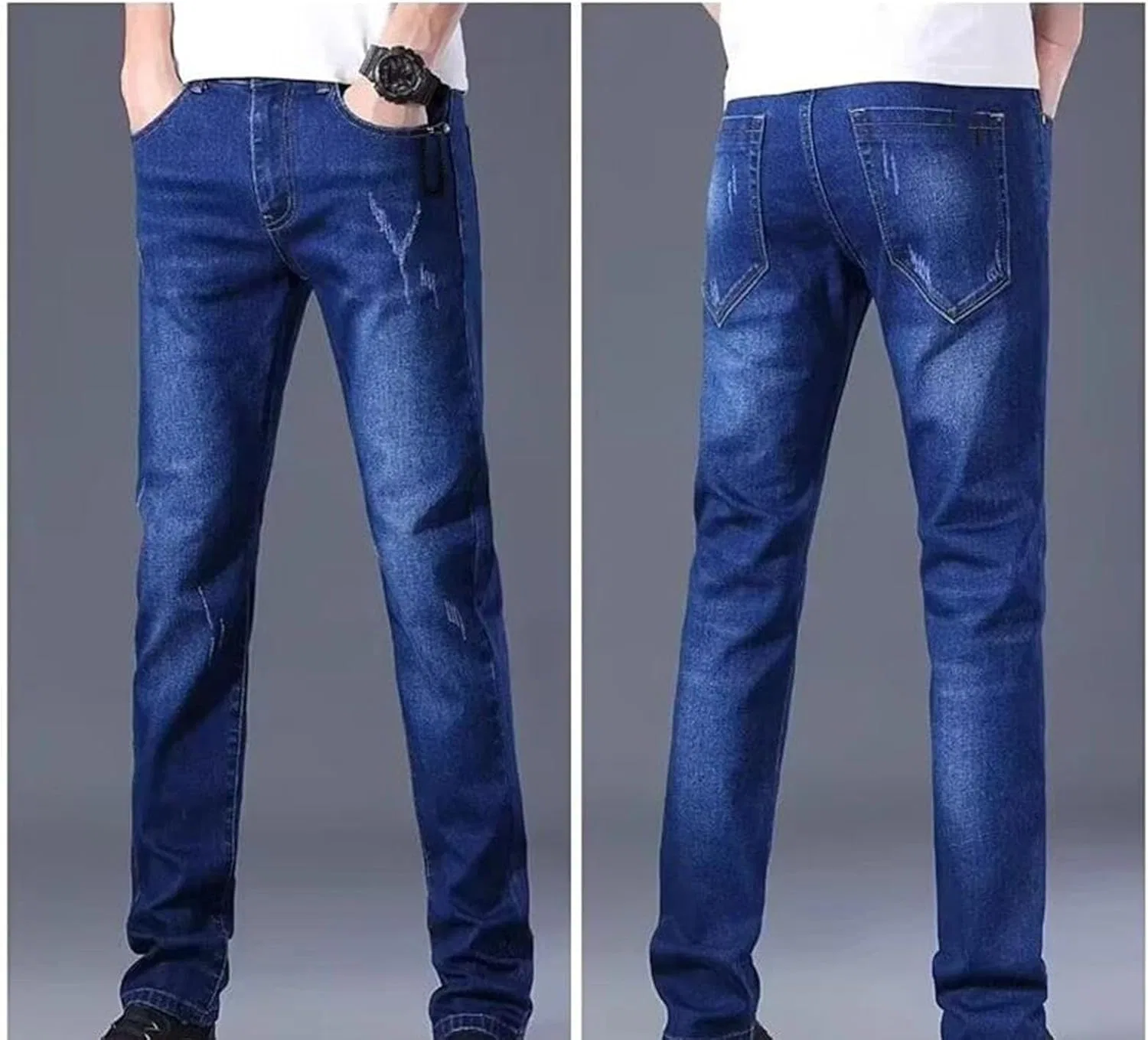 Джинсы Slim Straight, Faded Blue — фото 4