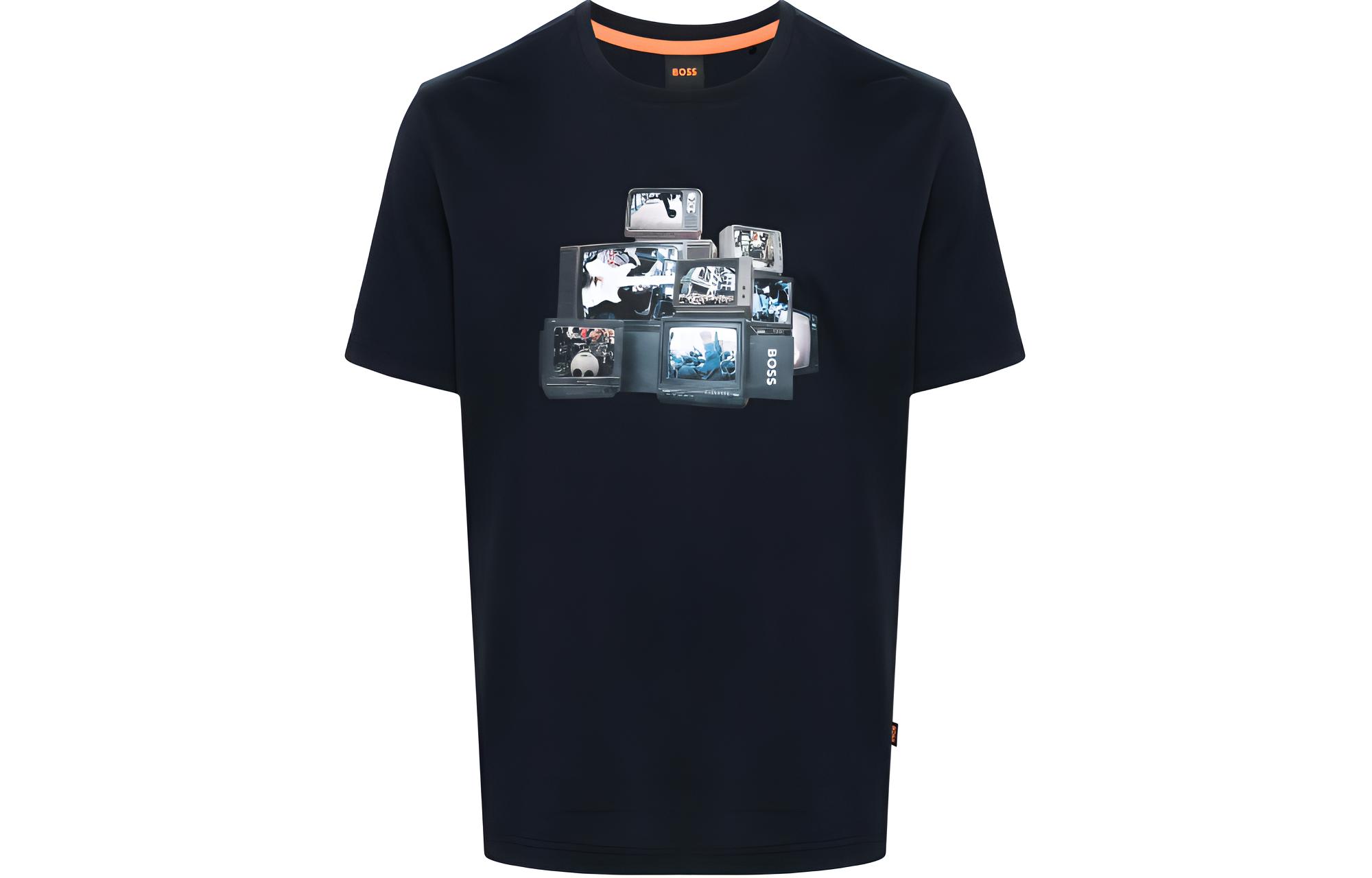 

HUGO BOSS Футболка SS24 мужская синяя, Синий, HUGO BOSS Футболка SS24 мужская синяя