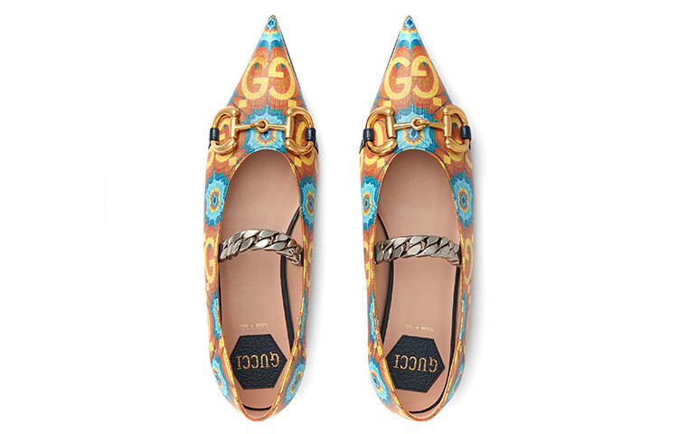 Туфли женские Gucci, оранжевый / синий — фото 3