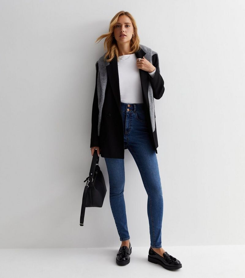 

Синие джинсы скинни Lift & Shape Yazmin с высокой талией New Look, синий