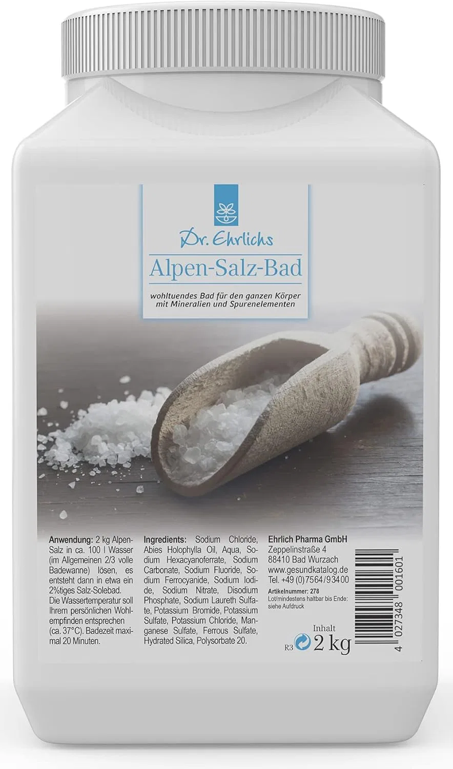 Альпийская соляная ванна Dr. Ehrlichs, 2 кг Dr. Ehrlichs Gesundkatalog