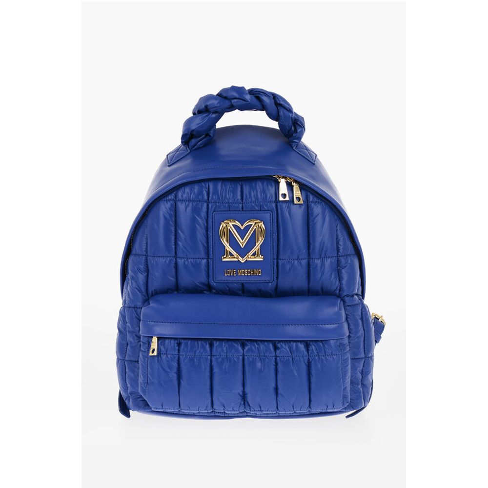 

Стеганый нейлоновый рюкзак LOVE с отделкой из искусственной кожи Moschino, Blue