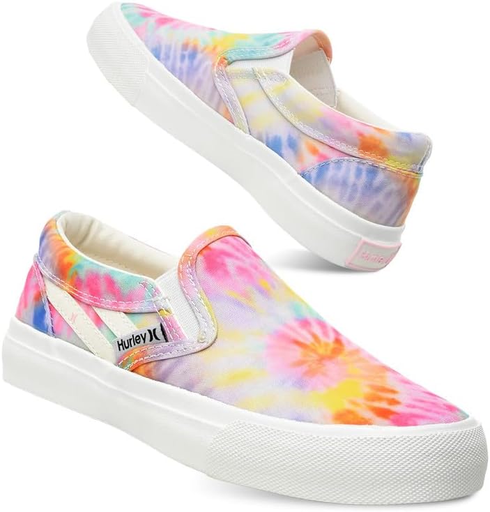 

Детские слипоны Hurley из холщовой ткани - низкие кеды для скейтбординга для детей, спортивная обувь для мальчиков и девочек, повседневные кроссовки, Tie Dye