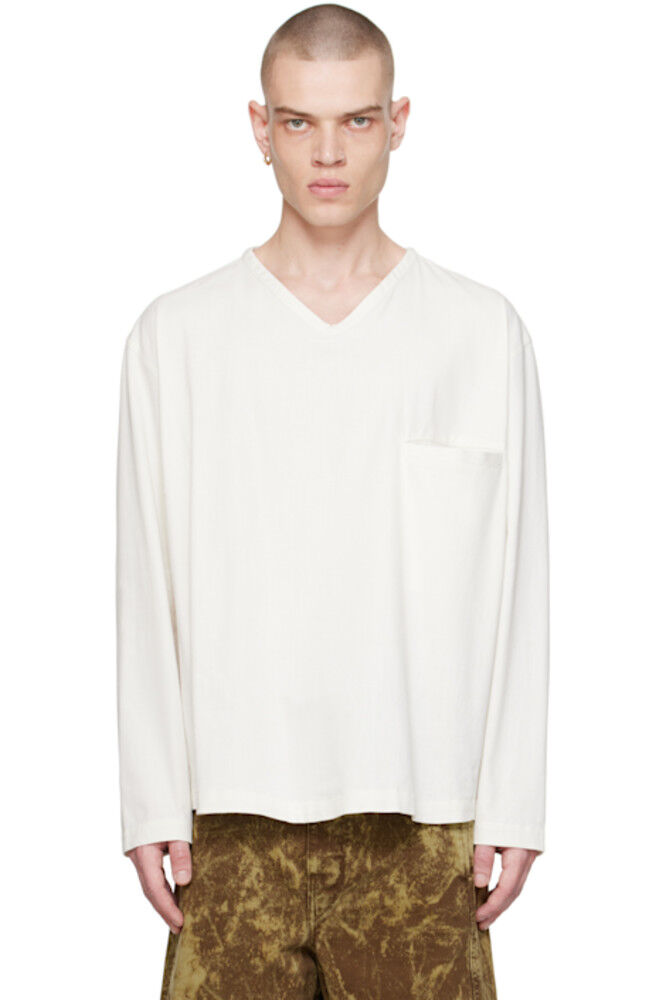 

Футболка Off-White с длинным рукавом и V-образным вырезом LEMAIRE