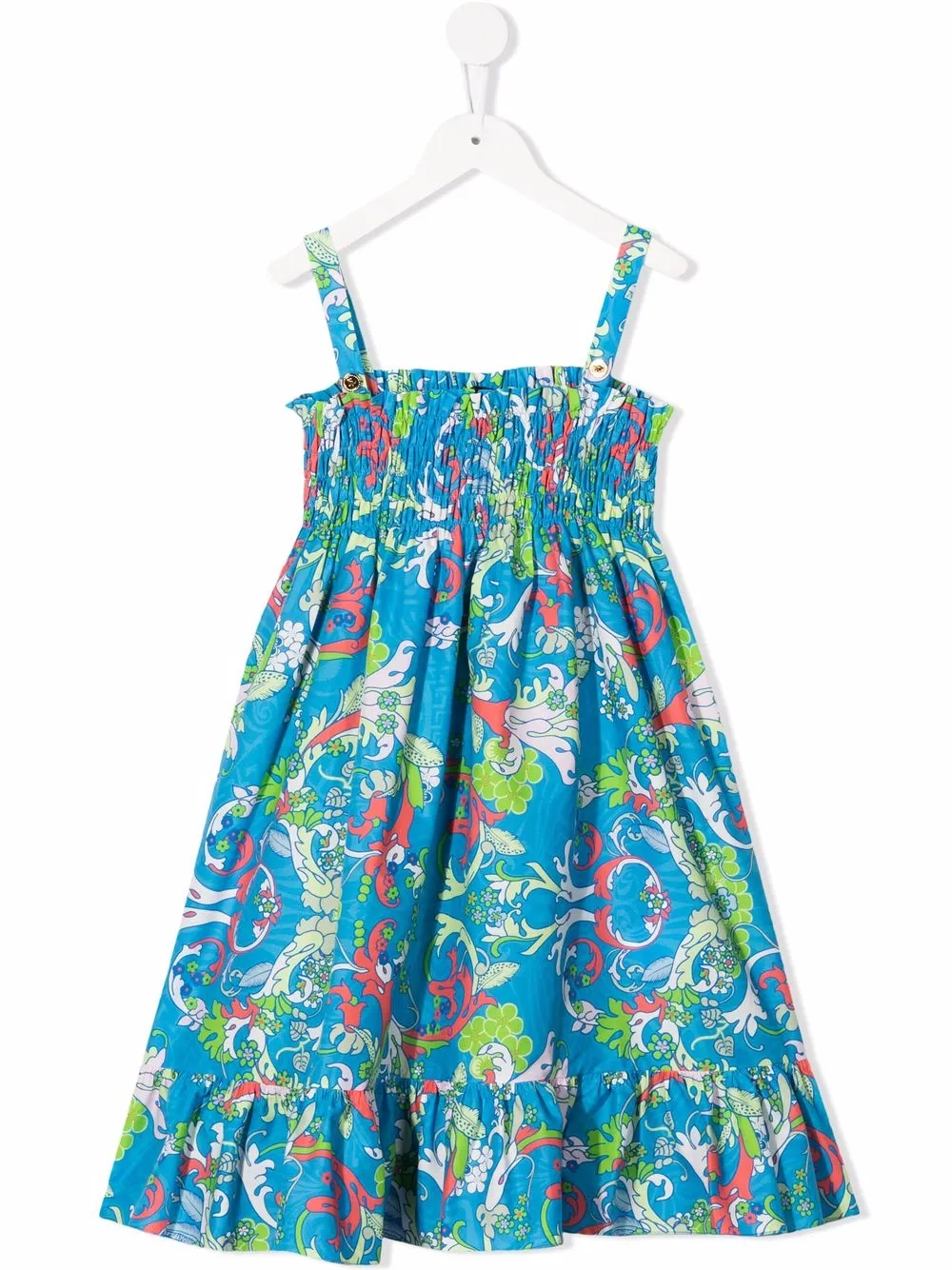 

Расклешенное платье с принтом пейсли Versace Kids, синий
