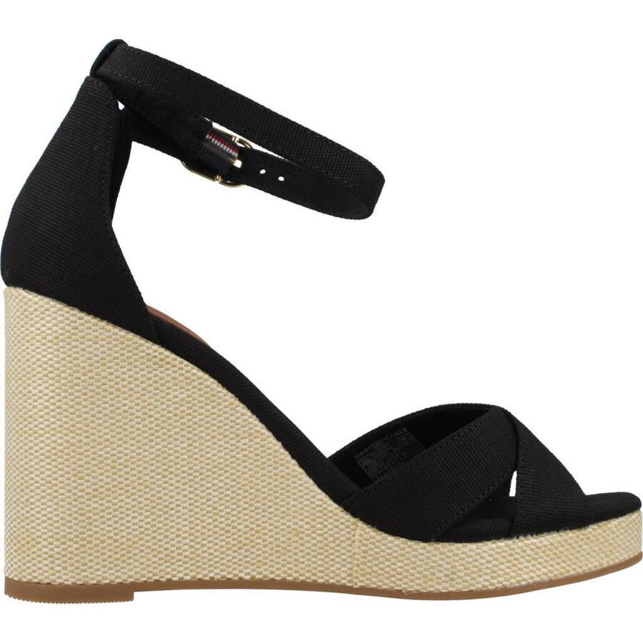 Сандалии Tommy Hilfiger, модель Flag High Wedge Espad Cr, цвет чёрный — фото 4