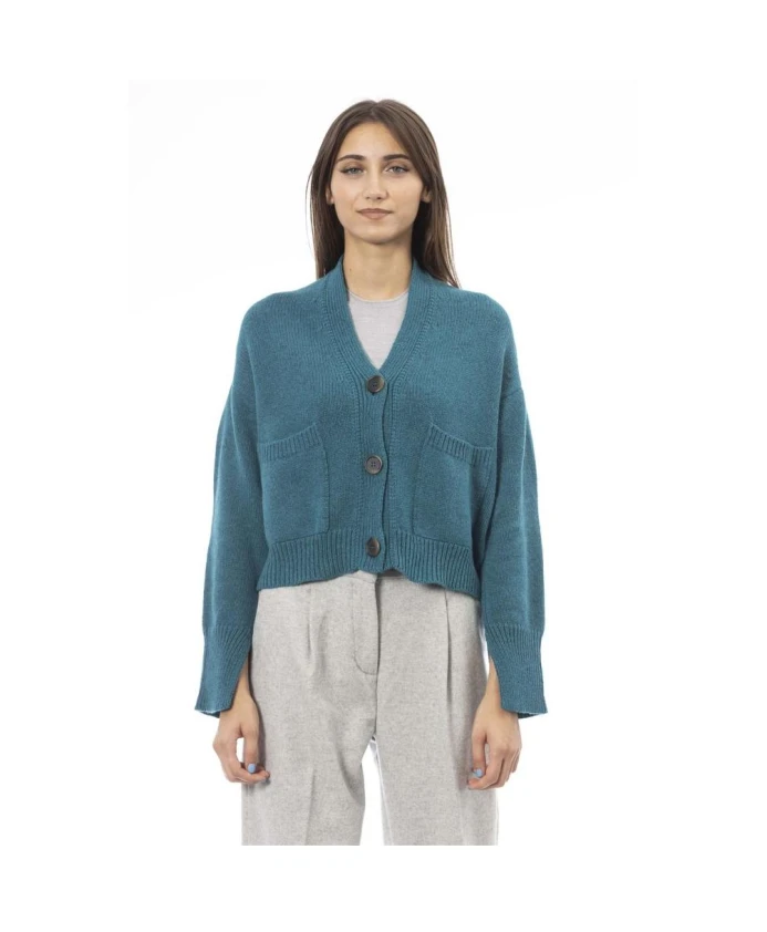

Кардиган из мериносовой шерсти бирюзового цвета Alpha Studio, зеленый