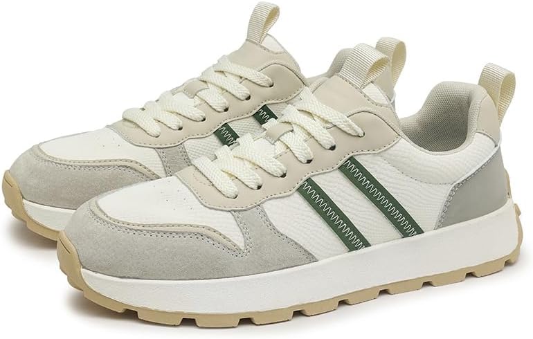 

Мужские модные спортивные кроссовки из микрофибры и кожи, удобные для ходьбы, повседневные с шнуровкой, противоскользящие спортивные обувь Meixi Mobile, зеленый