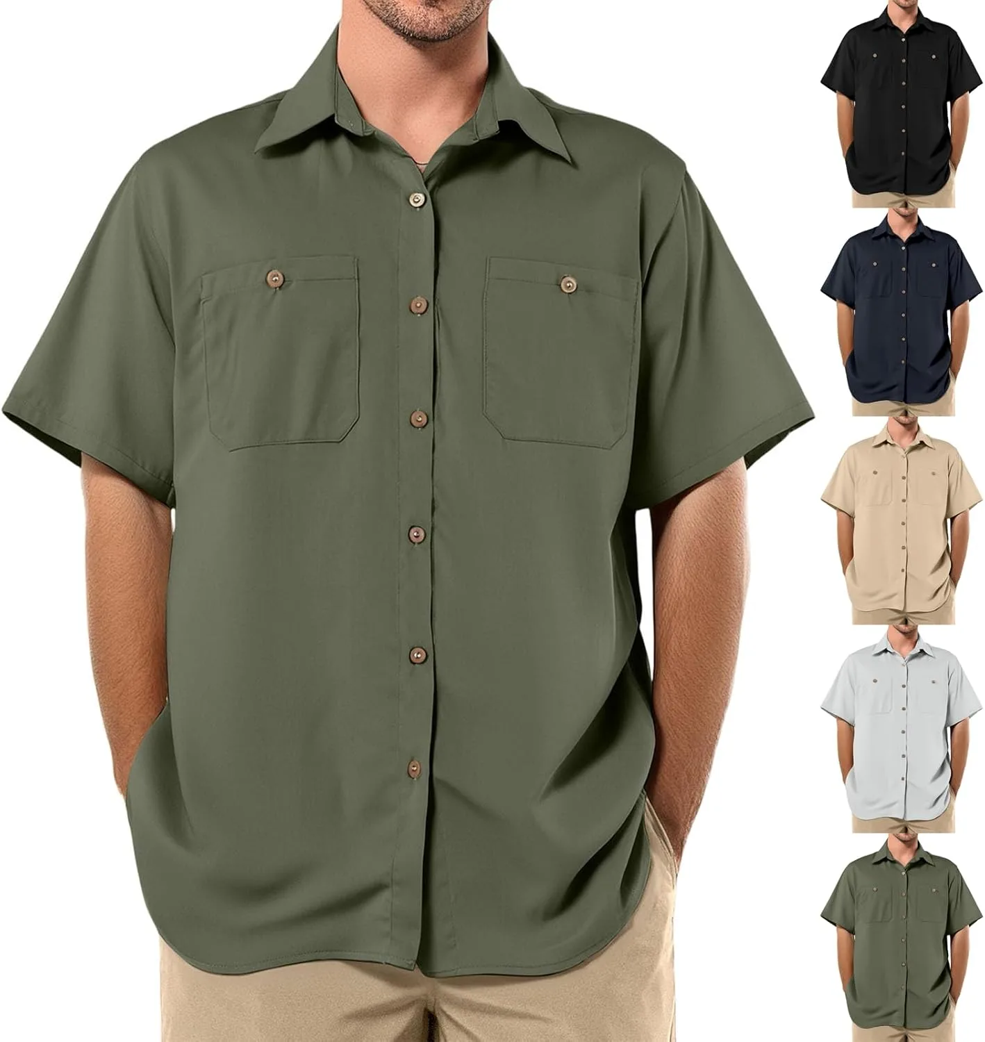 

Рабочая рубашка с коротким рукавом и карманами tobchonp