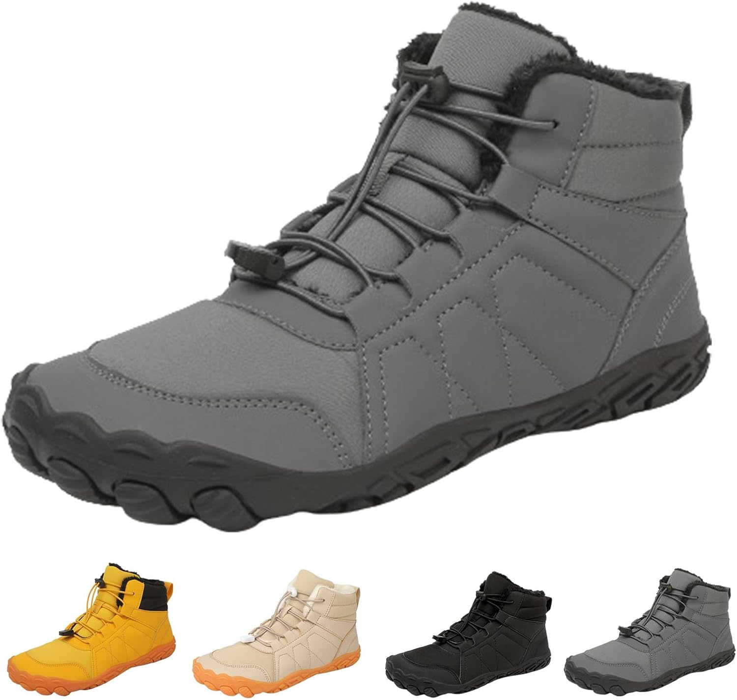 

StoneLiquid Ботинки для пеших прогулок для женщин и мужчин, зимние утолщенные противоскользящие снежные ботинки с широкой носочной частью, серый