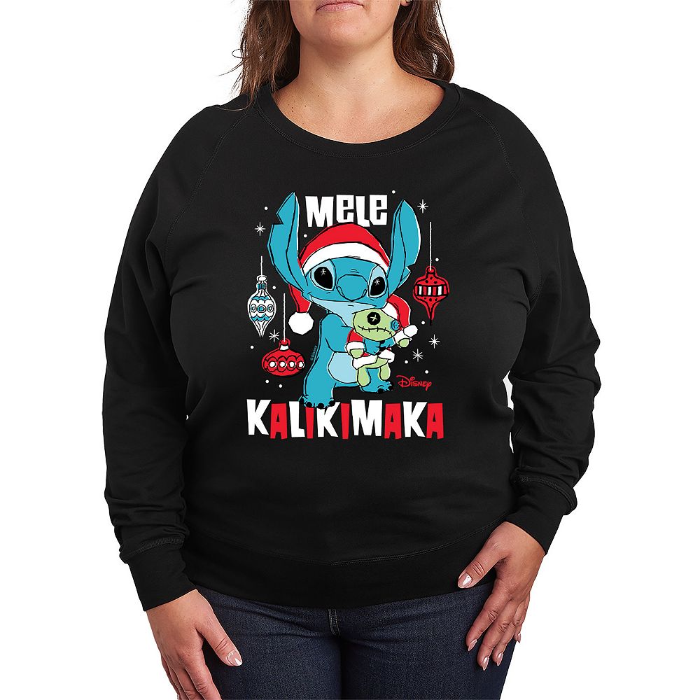 

Легкий свитшот из френч-терри Disney's Lilo & Stitch Plus Size Mele Kalikimaka, черный