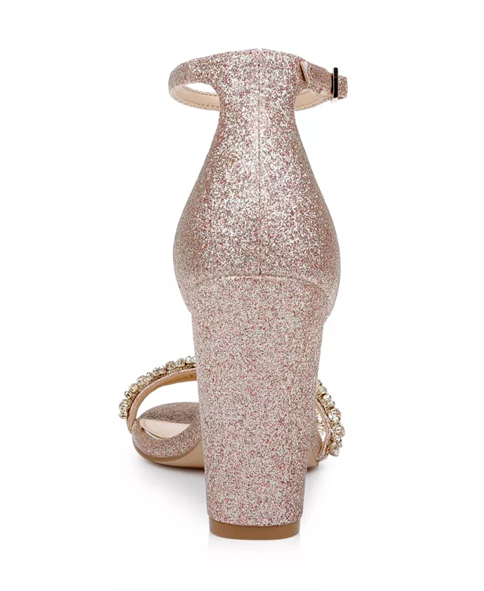 Женские вечерние сандалии Alia на устойчивом каблуке Jewel Badgley Mischka, розовый — фото 3