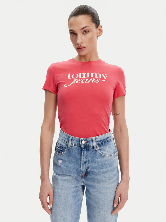 

Облегающая футболка DW0DW20459 Tommy Jeans, розовый