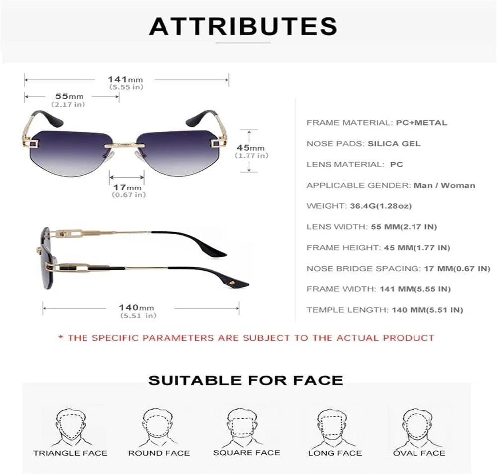 

Модные овальные солнцезащитные очки для женщин и мужчин в винтажном стиле, без оправы, металлические, ретро, ​​черные, с защитой от УФ-излучения UV400 KTUCN, Grey