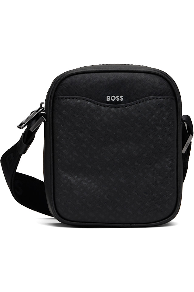 

Монограммная репортерская сумка через плечо Boss, черный