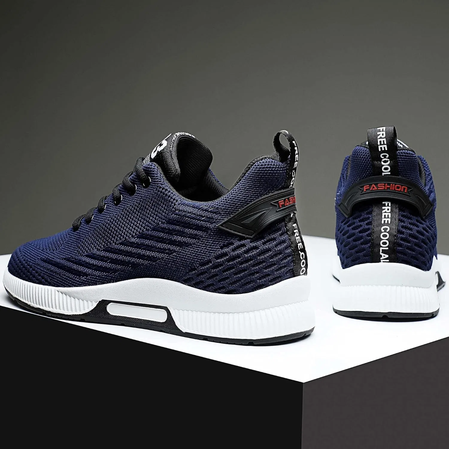 Кроссовки CERYTHRINA Atmungsaktiv Freizeit Turnschuhe Herren Leichtgewicht Sportschuhe Klassische Mode Komfort Schnürschuhe rutschfeste Outdoor Trainingsschuhe, Navy — фото 3