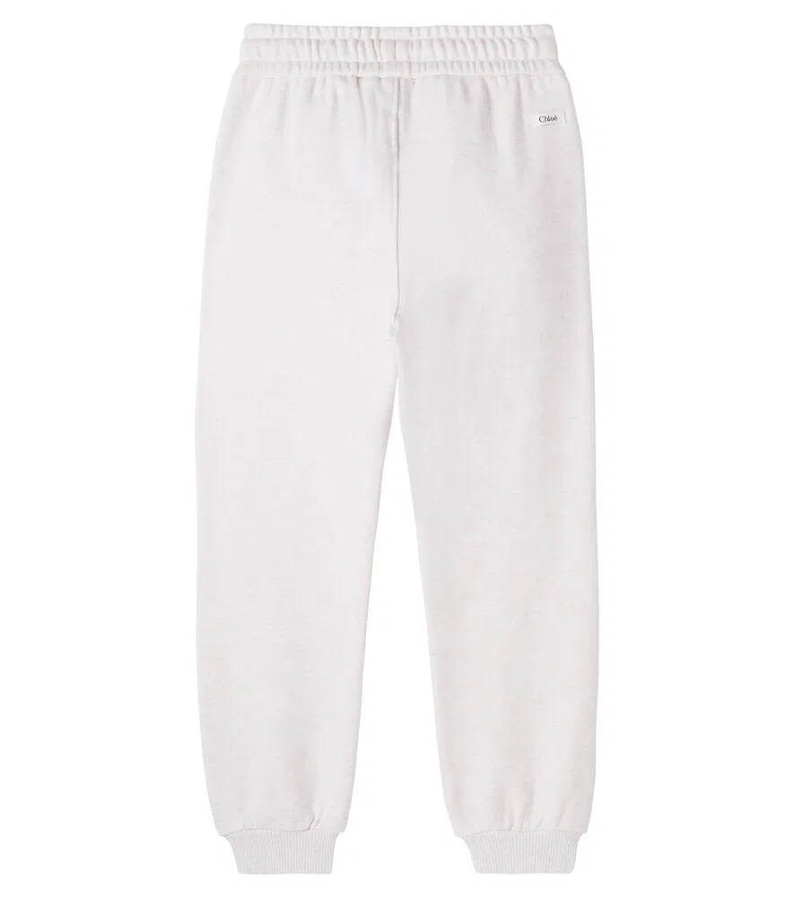 Спортивные штаны из хлопкового флиса Chloé Kids, бежевый — фото 3