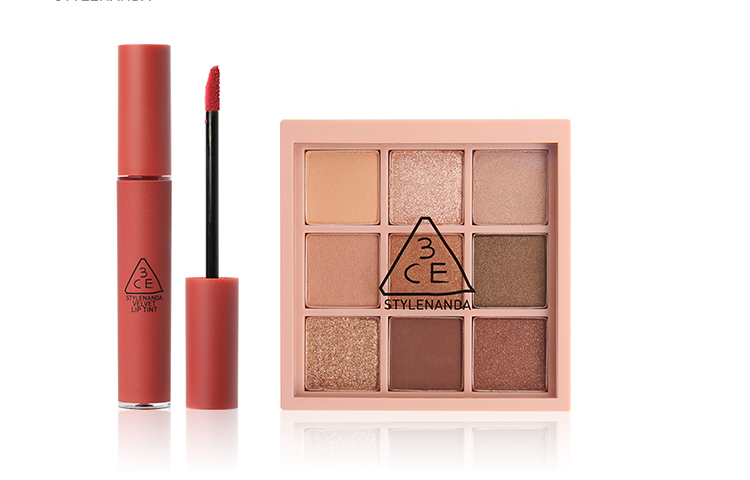 

Набор теней для век и жидкой помады из девяти секций легко растушевывается велюровый матовый комплект из двух предметов 3CE