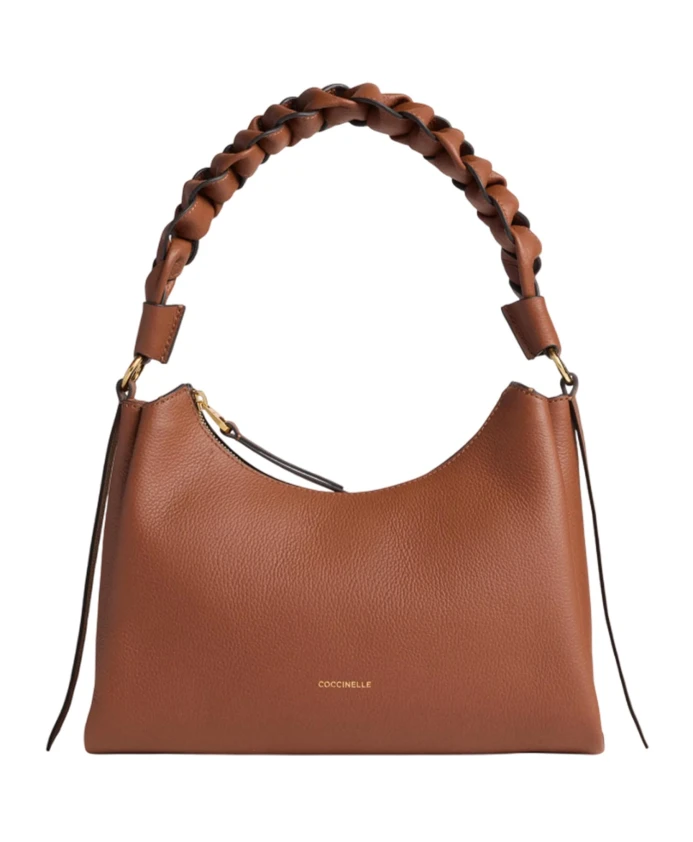

Плетеная кожаная сумка на молнии Coccinelle, коричневый