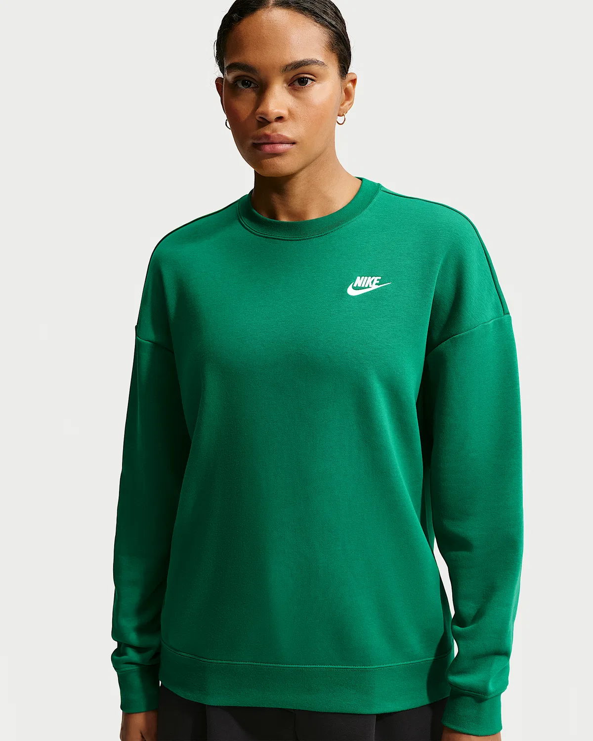 Женский свободный свитшот с круглым вырезом Nike Sportswear Club Fleece, Malachite/White