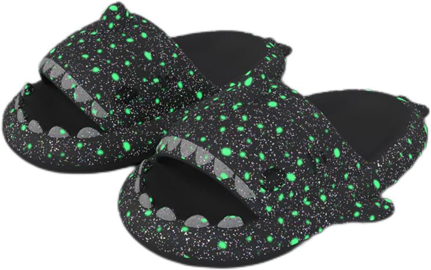 

Тапочки Zureto Galaxy с акулами, 3D тапочки с акулами светящиеся в темноте, с толстой подошвой, противоскользящие, открытые носки, сандалии с акулами