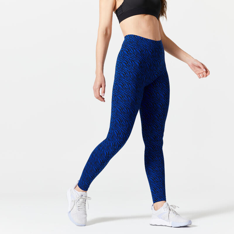 

Леггинсы женские слим - 500 fit+ чёрные/синие DOMYOS, цвет blau