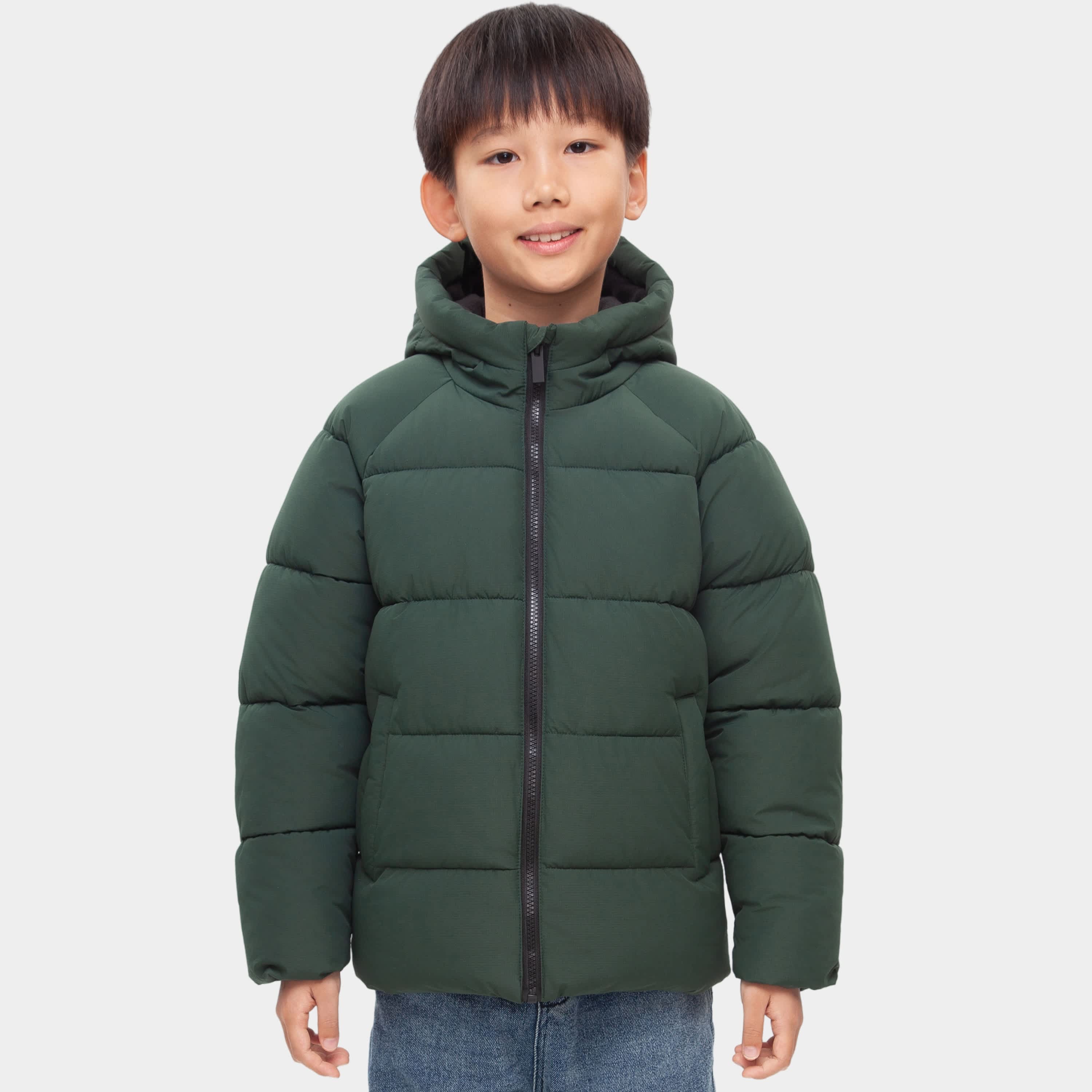 

Детское зимнее пальто Rokka&Rolla из рипстопа с флисовой подкладкой, темно-зеленый