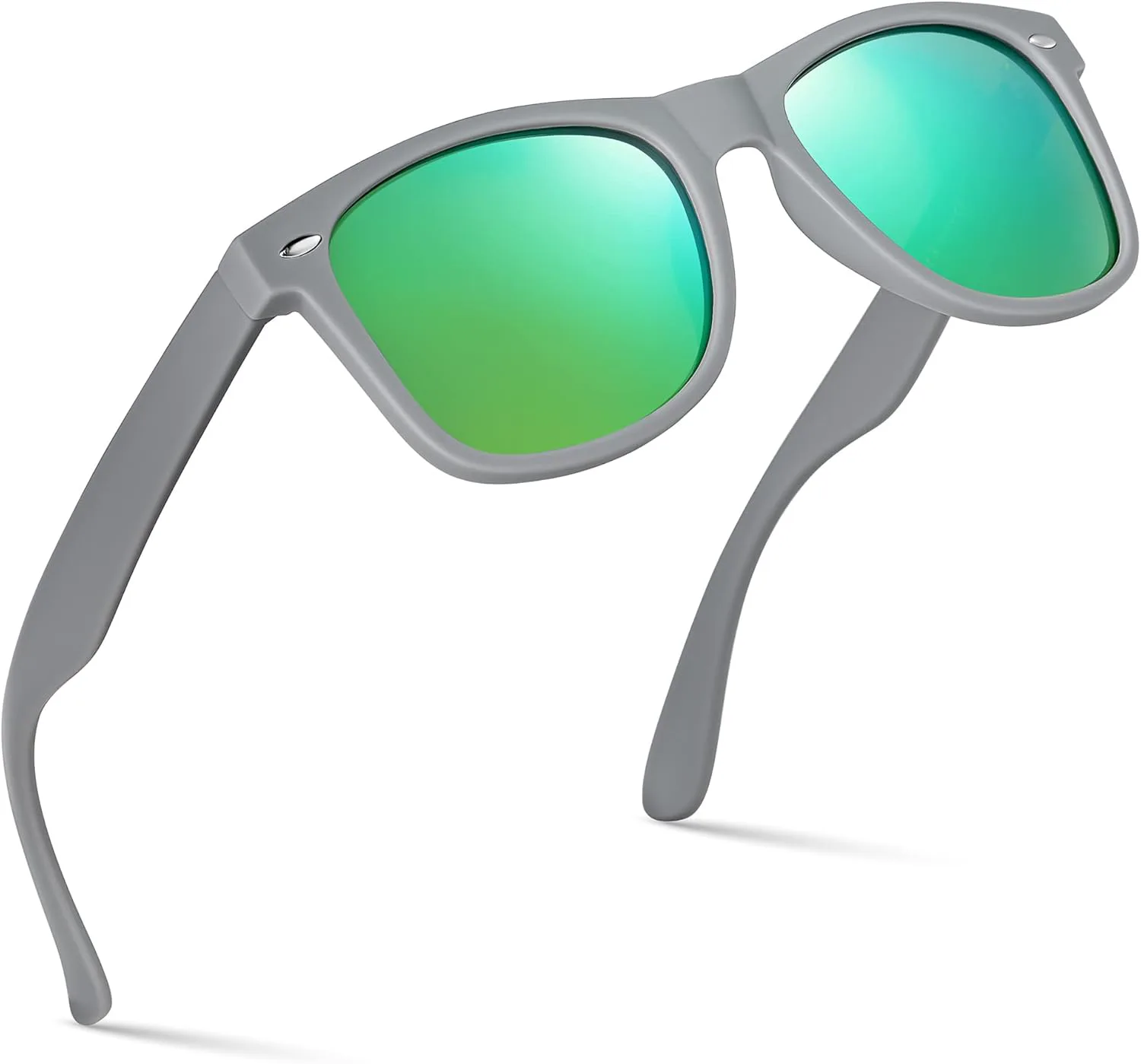 

Поляризованные солнцезащитные очки Retro Rewind для мужчин и женщин - классические солнцезащитные очки с защитой от УФ-излучения, Matte Gray | Revo Green