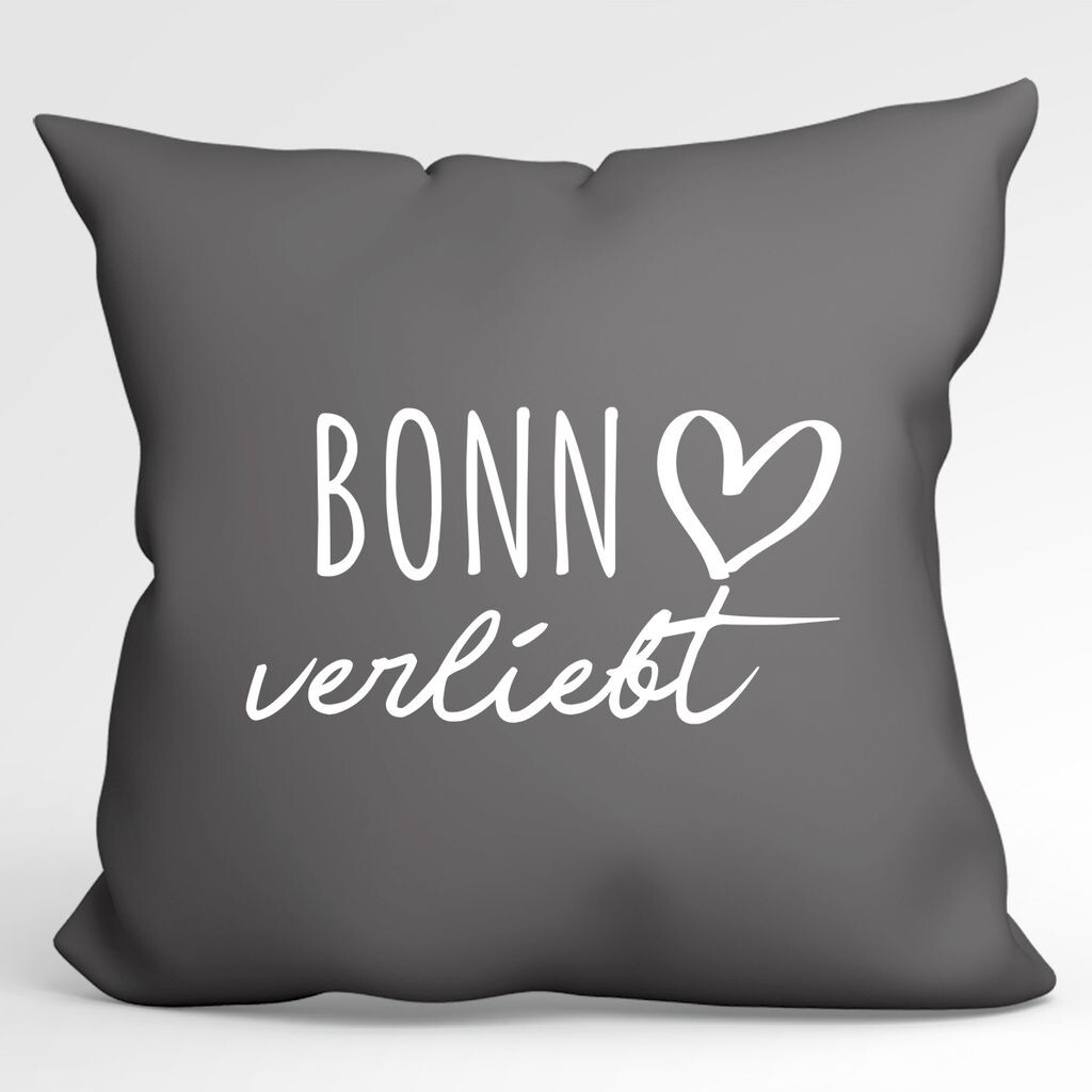 

УРАА! Подушка Bonn in love декоративная наволочка без наполнения 40х40см Серая Сталь с названием любимого города Hellweg Druckerei