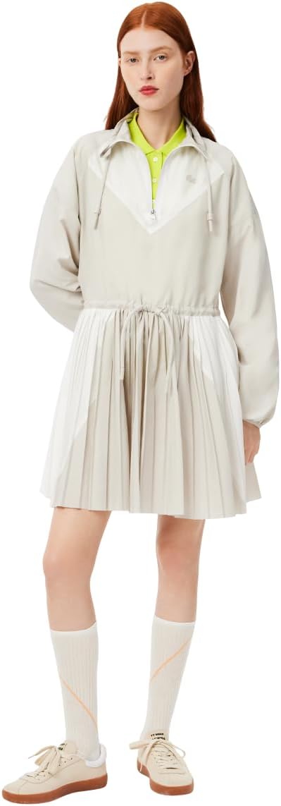 

Женское платье-свитшот Lacoste укороченное свободного кроя плиссированное, Gray/White