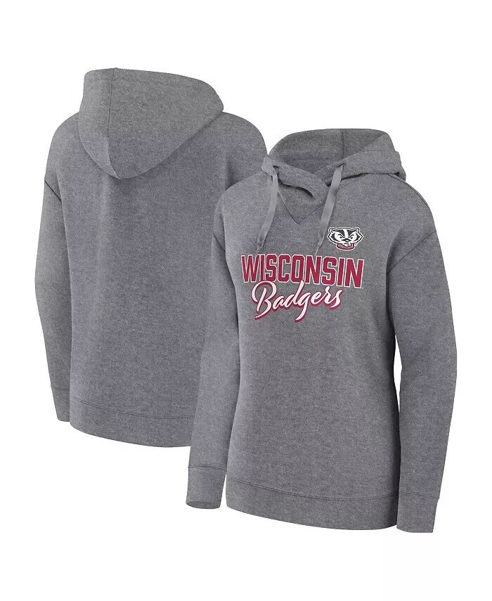 

Женский пуловер с капюшоном Heather Grey Wisconsin Badgers Script Favorite Fanatics