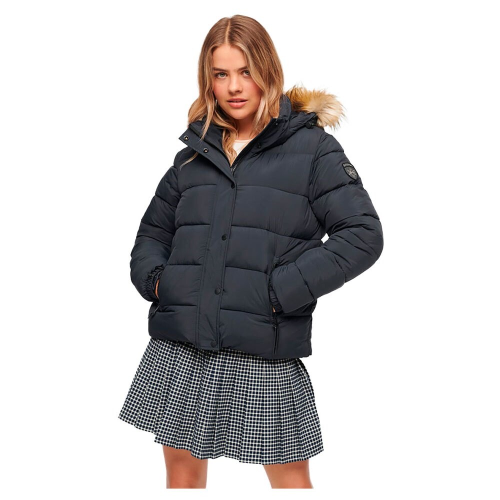 

Пуховик Superdry Faux Fur, синий