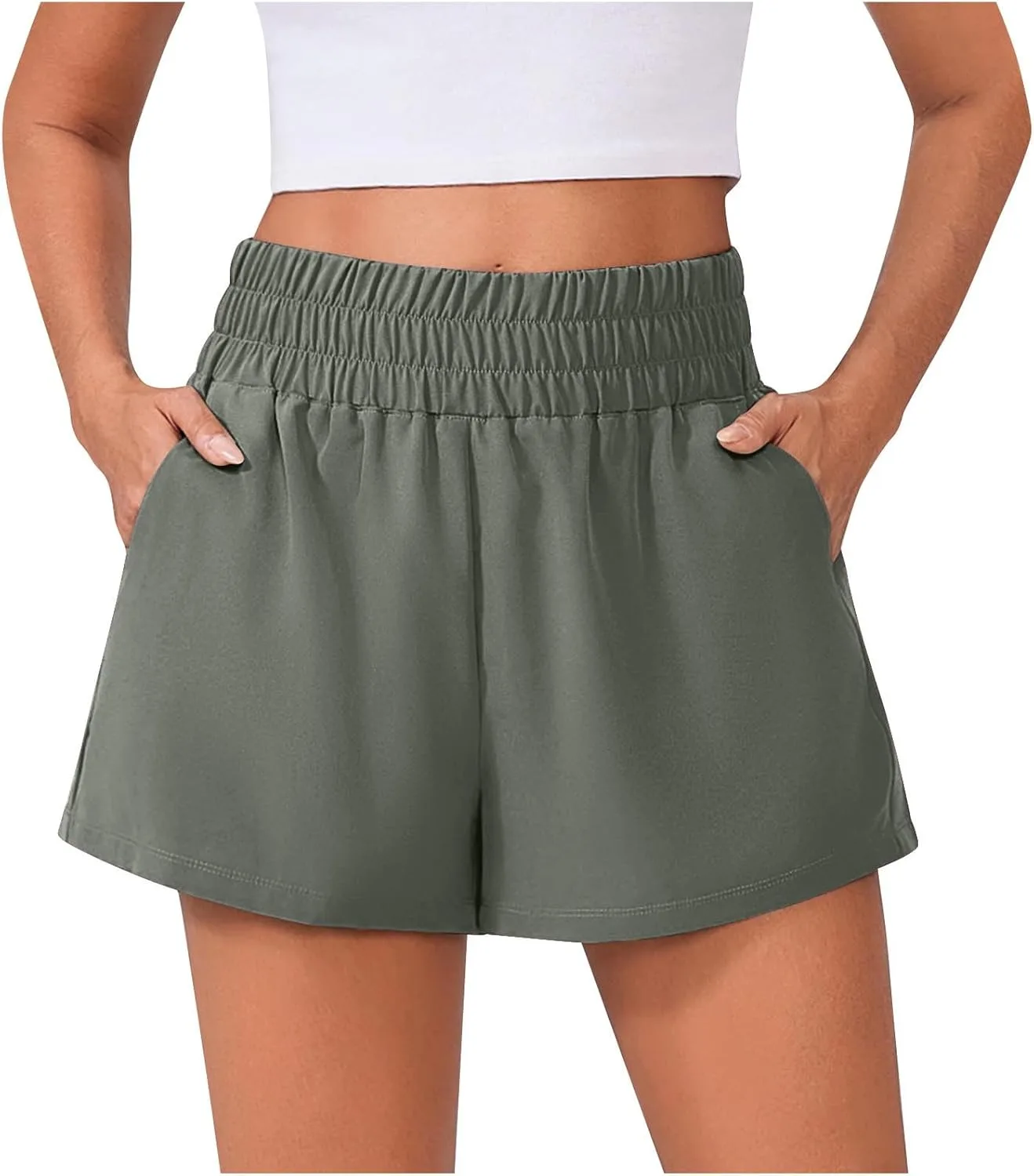 

NATHGAM женские шорты wide leg athletic с высокой талией и карманами